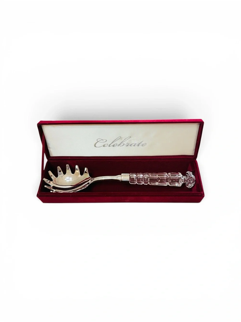 Vintage NIB Crystal Handle Spaghetti Server – Silver Plated